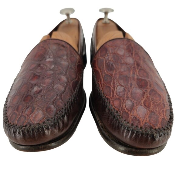 Vintage Bragano Cole Haan Alligator Crocodile Caiman Italy Leather Loafers Mens main image 10